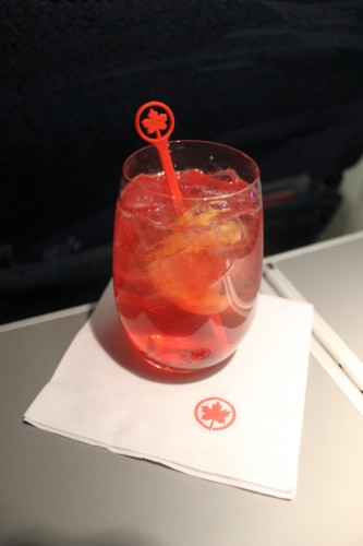 CLICK FOR LARGER. On my recent Air Canada E-190 flight from Toronto to Seattle I got to enjoy the swizzle stick -- and yes I kept it.