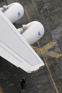 Aerial shot from damaged wing. Photo by Reuters.