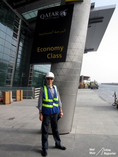 Going on a Tour of the New Doha International Airport at the moment means dressing like a construction worker - Photo: Mal Muir Airlinereporter.com