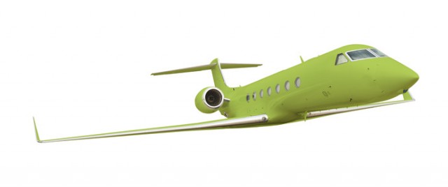 Green airplane isolated on white with clipping path