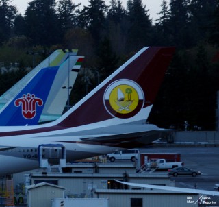 The Logo Adorning the tail of this Mystery 747-8 VIP - Photo Mal Muir, Airline Reporter