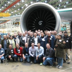 One of three Aviation Geek Fest groups that toured the Boeing Factory Floor. Photo by Boeing.