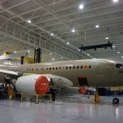 The new Bombardier CSeries in Montreal. Photo by Chris Sloan / Airchive.com.