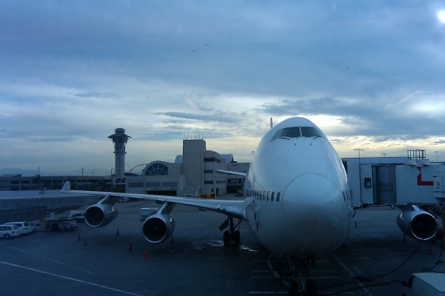 A Boeing 747-400 parked at LAX. Photo by Brandi Bell.