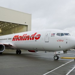 37 #7500 rolls out of the paint hanger destined for Malindo Air. Photo: Boeing