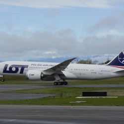 A Boeing 787 (L/N 86) painted in LOT livery takes off from Paine Field on April 5th. Image from Boeing.
