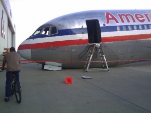 Ooops!  AA's Boeing 767-300 fell on its nose!