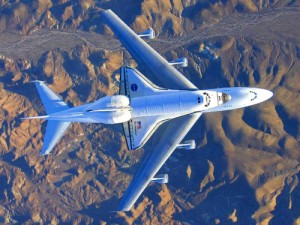 Space shuttle sitting on top of a modified Boeing 747 - Click to see video.