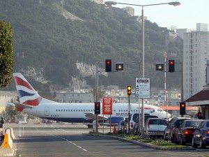 British Airways Boeing 737 G-LGTE stops traffic at Gibraltar Airport. 