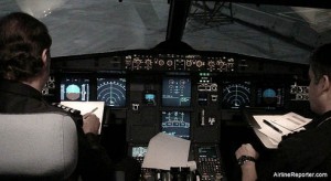 Cockpit of Virgin America Airbus A320