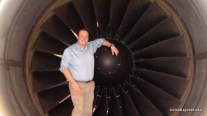 Me, in the engine of a Boeing 777 at the Future of Flight