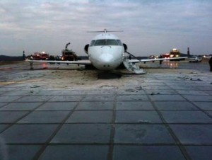 CRJ Damage CRJ200 after hitting the concrete barriers