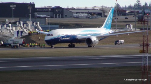 ZA001 Boeing 787 Dreamliner during taxi tests on 12/12/09