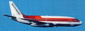 SWA4 Plane #4: This Boeing 737-200 is unique not having the white "Southwest" on the tail due to the tail being white