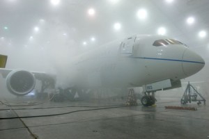 The Boeing 787 Dreamliner (ZA003) undergoing cold weather testing in McKinley Climatic Laboratory, Florida