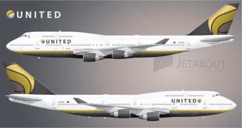 A United/Continental possible livery on a Boeing 747-400