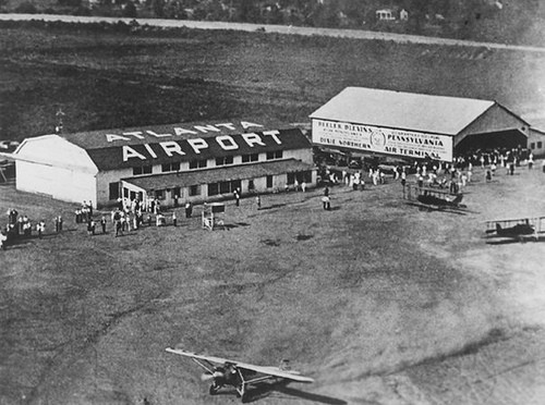An aerial photo of Atlanta International Airport in the 1930s.