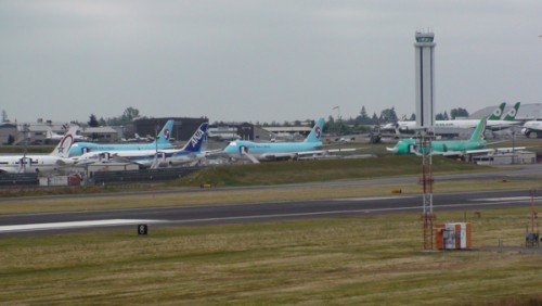 A cloudy Paine Field yesterday, taken from the Future of Flight strato deck.