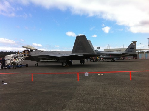 F-22 and F-15 at Boeing Field