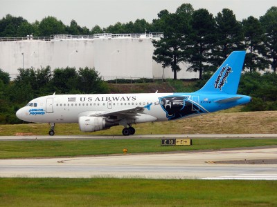 US Airways Airbus A319 (N717UW) in Panthers Livery