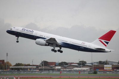 British Airways Boeing 757-200 (G-CPET) in retro colors. Click for larger.