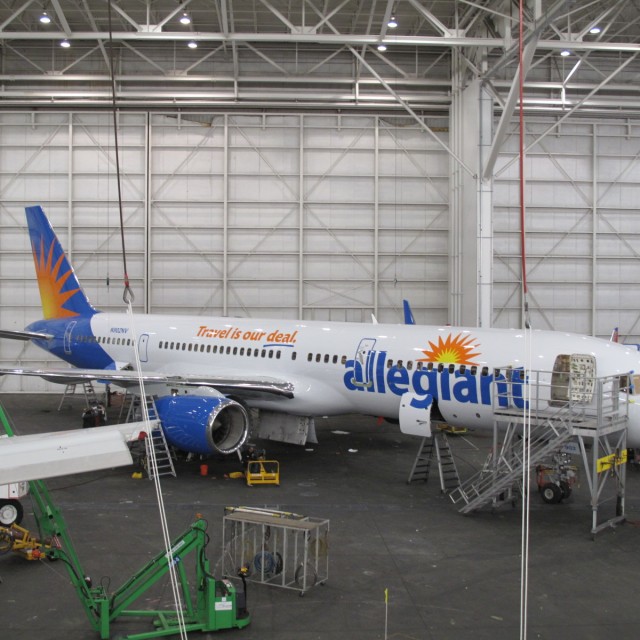 One of Allegiant's new Boeing 757's with a livery update (N902NV)