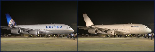 What a United Airline Airbus A380 might look like in the new United Livery. Click for larger.