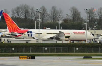 Air India Boeing 787 Dreamliner (VT-ANA) now out of the paint hangar at Paine Field.