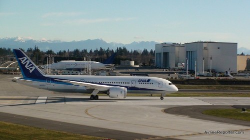 This is ZA002 which has been in the news recently. It was the first in ANA livery, but there are quite a few now lined up at Paine Field.