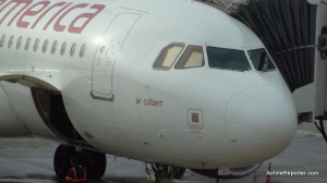 DSC01176 Virgin America Airbus A320 "Air Colbert" the aircraft I felt from SEA to SFO and back, sitting at SEA