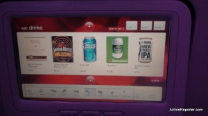 DSC01203 Ordering a drink or food is easy. Just push what you want on your screen, pay via your credit card at your seat, and someone will bring it to you.