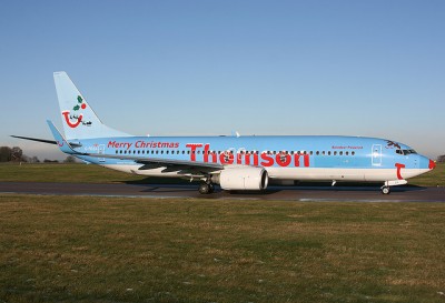 ThomsonXmas Thomson Airlines special "Merry Christmas" livery on a Boeing 737-800 (G-FDZA).