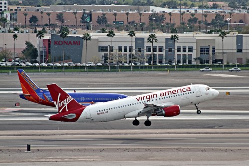 Virgin America Airbus A320 and Southwest Boeing 737-300 at Las Vegas