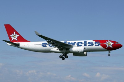 Edelweiss Air Airbus A330-200 (HB-IQZ) with flower livery.