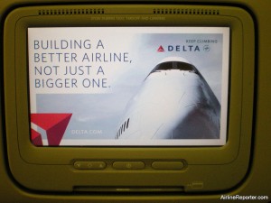 DALbetter Delta ad on one of their seatback video displays.
