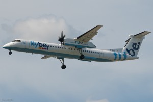 FlyBe Bombardier Q400 landing in Frankfurt.