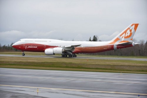 CLICK IMAGE FOR VIDEO. This is the first Boeing 747-8I at Paine Field yesterday completing taxi tests