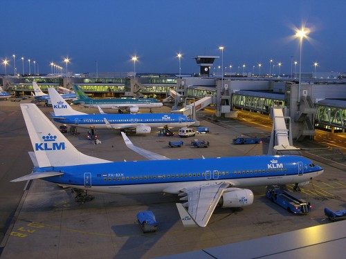 Aircraft lined at up Schophol Airport (AMS) in Amsterdam