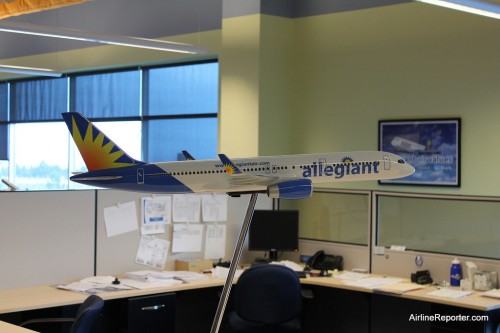 Model of an Allegiant Boeing 757 located behind Allegiant CEO's cubicle at their headquarters in Las Vegas.