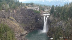 Flying up to Snoqualmie Falls