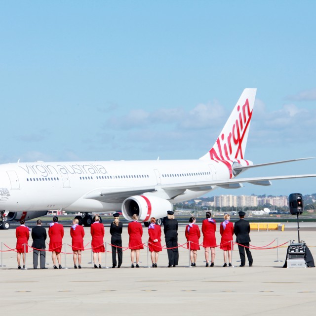 Virgin Australia's Airbus A330 (VH-XFB) arriving at Sydney for the first time. Photo by Virgin Australia.