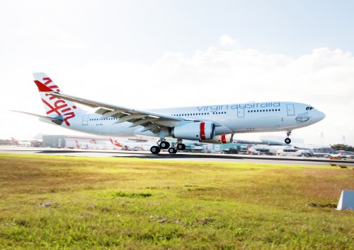 Virgin Australia's Airbus A330 (VH-XFB) landing at Sydney. Photo by Virgin Australia.