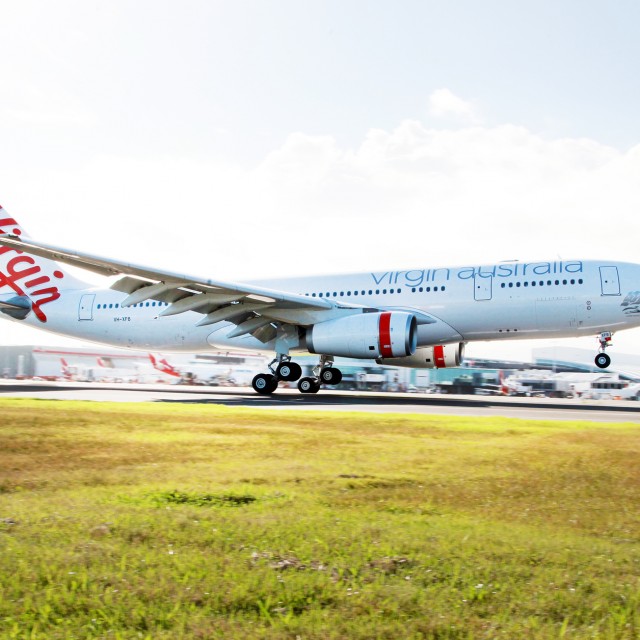 Virgin Australia's Airbus A330 (VH-XFB) landing at Sydney. Photo by Virgin Australia.