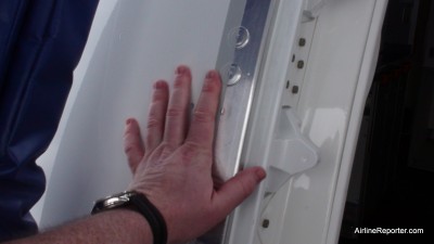 Me touching the Boeing 787 Dreamliner ZA003
