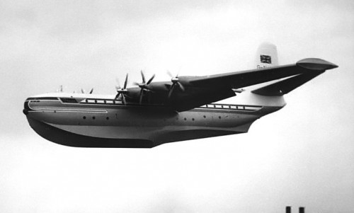 Saunders Roe Princess G-ALUN flypast at the Farnborough SBAC Show in September 1953