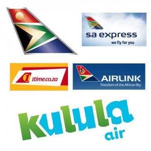 Logos of different South African airlines