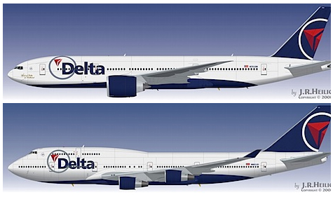 This is an interesting combination livery for Delta and Northwest. Click for larger. Image by JR Heilig.
