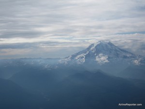 Mount Rainier, just outside of Seattle, was one of many mountains you can see on the Seattle to Reno flight.