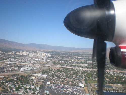 Beautiful downtown Reno, just about to land.