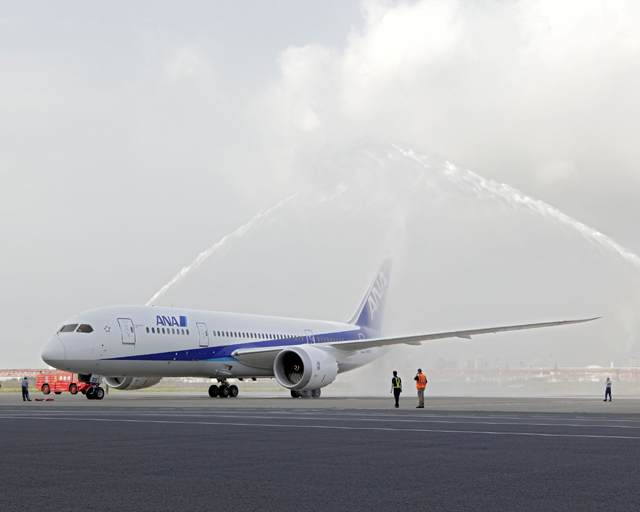 TOKYO, July 4, 2011 ’“ The Boeing 787 debuted in Asia on July 3 with a landing at Haneda Airport in Tokyo at 6:21 a.m. (local time). Over the coming days, Boeing and ANA will conduct an important validation of their readiness for the 787 Dreamliner’s entry into service. Photo by Boeing.